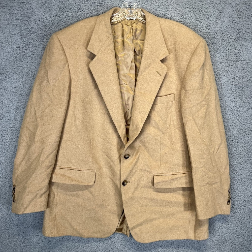 Bill Blass Black Label Blazer Mens 42R Tan Camel Hair Union Made USA Sport Coat